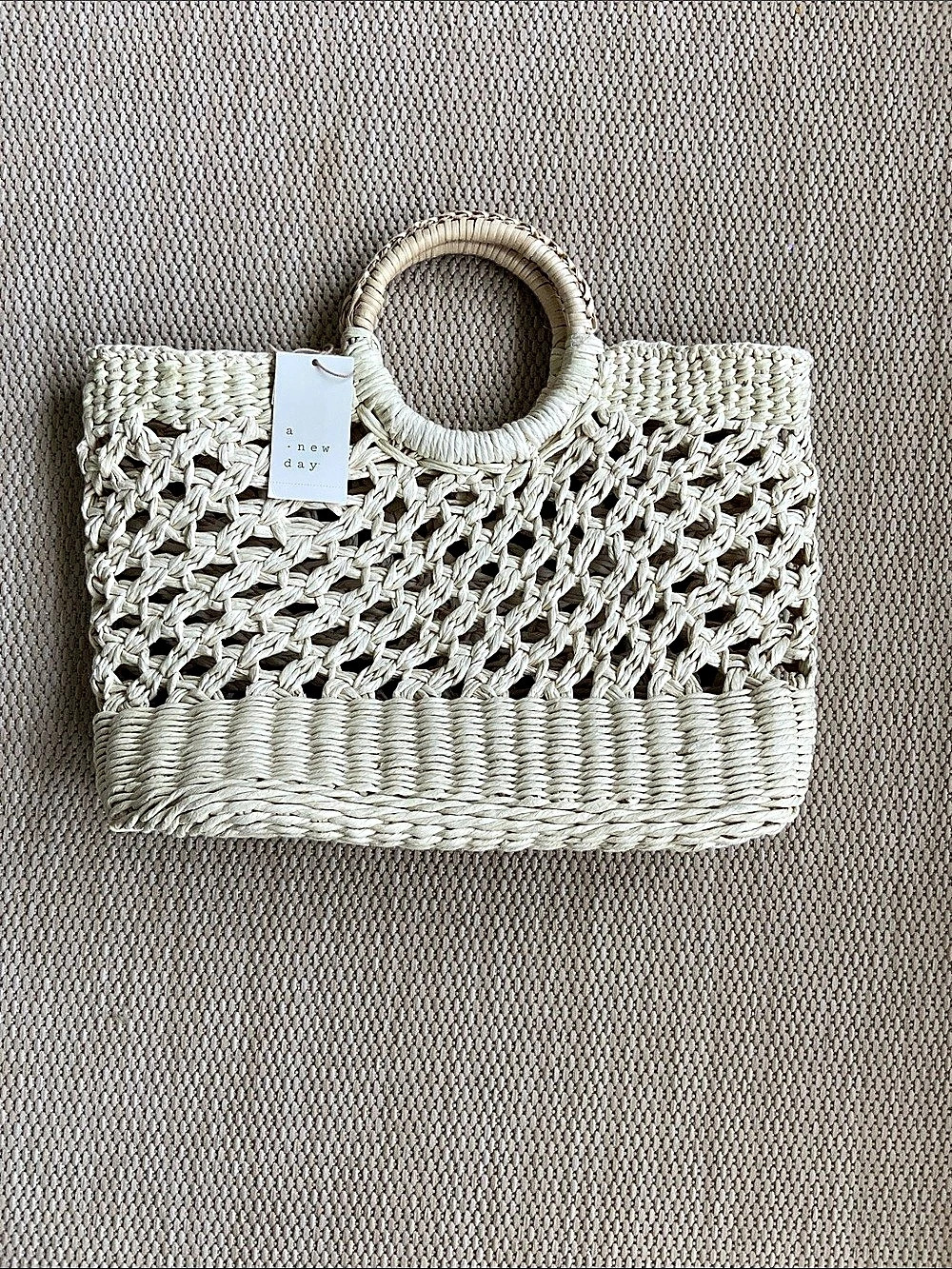A new day Woven large Tote in Cream NWT